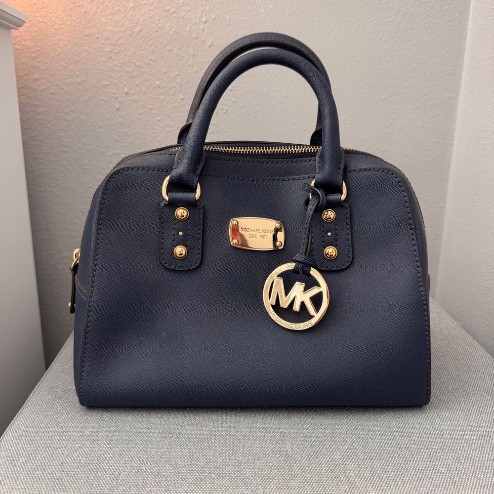 Michael Kors Sandrine Navy Saffiano Leather Purse